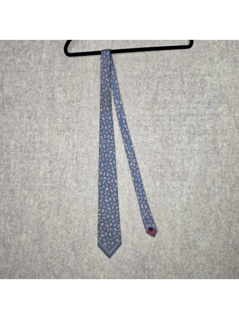 Rooster Mens Silk Necktie Blue Paisley Design All Silk Narrow Classic Style